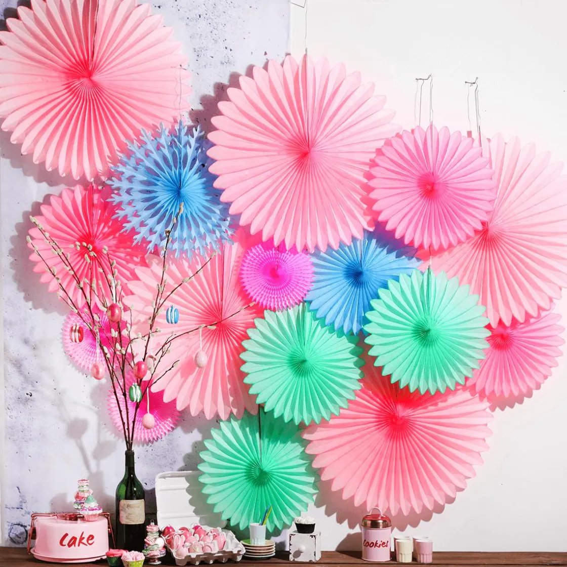 DecoWoerner Decoración Temática>Abanicos Decorativos Fucsia Ø 25 Cm