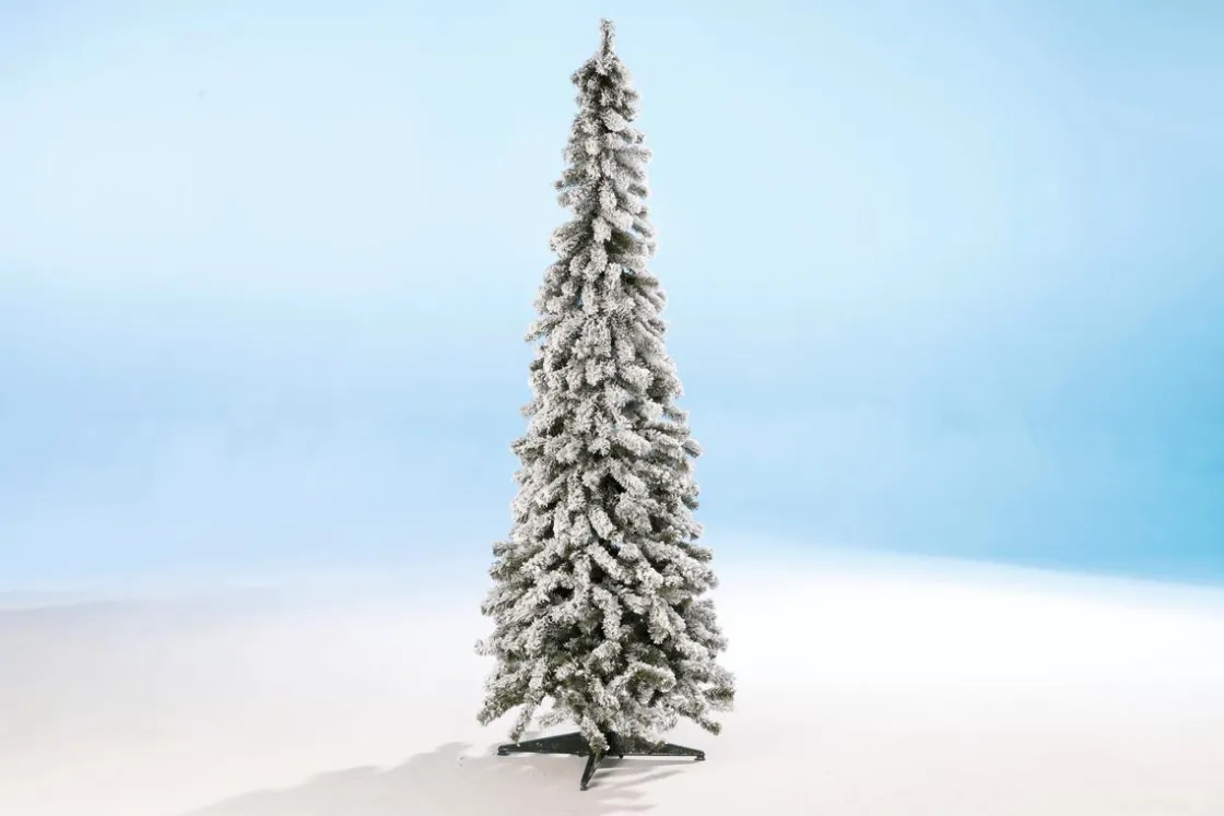 DecoWoerner Árboles De Navidad Artificiales>Abeto Artificial, Estrecho, Cubierto De Nieve 150 Cm