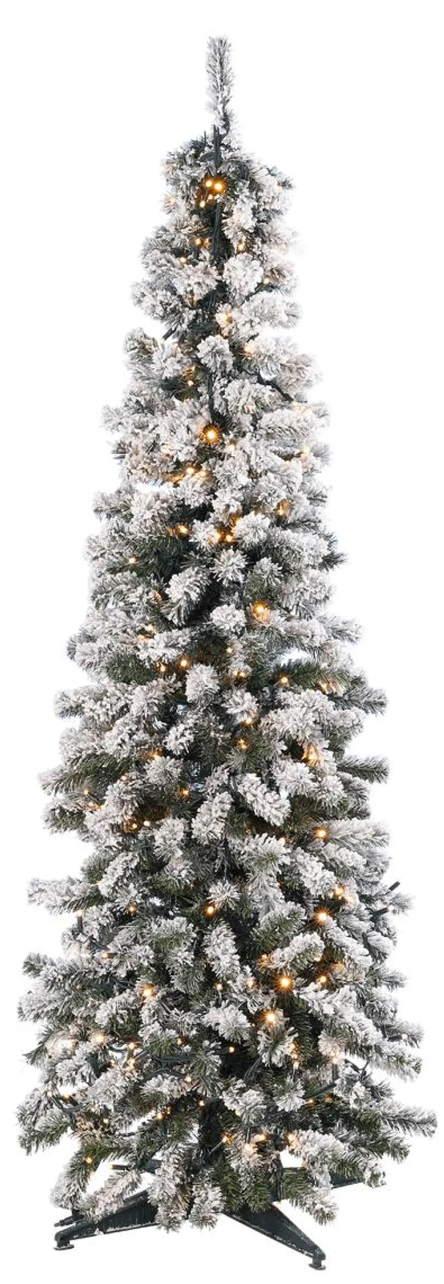 DecoWoerner Árboles De Navidad Artificiales>Abeto Artificial, Estrecho, Cubierto De Nieve Con LED 180 Cm