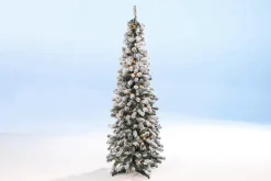 DecoWoerner Luces De Navidad|Árboles De Navidad Artificiales>Abeto Artificial, Estrecho, Cubierto De Nieve Con LED 210 Cm