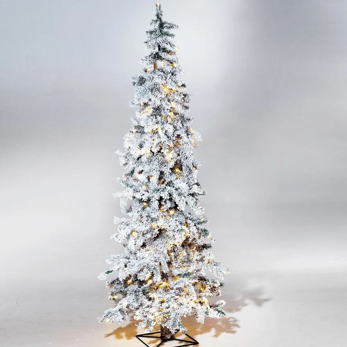 DecoWoerner Árboles De Navidad Artificiales>Abeto De Invierno, Abeto Artificial De Luvi Con Nieve Con Luz LED, 210 Cm