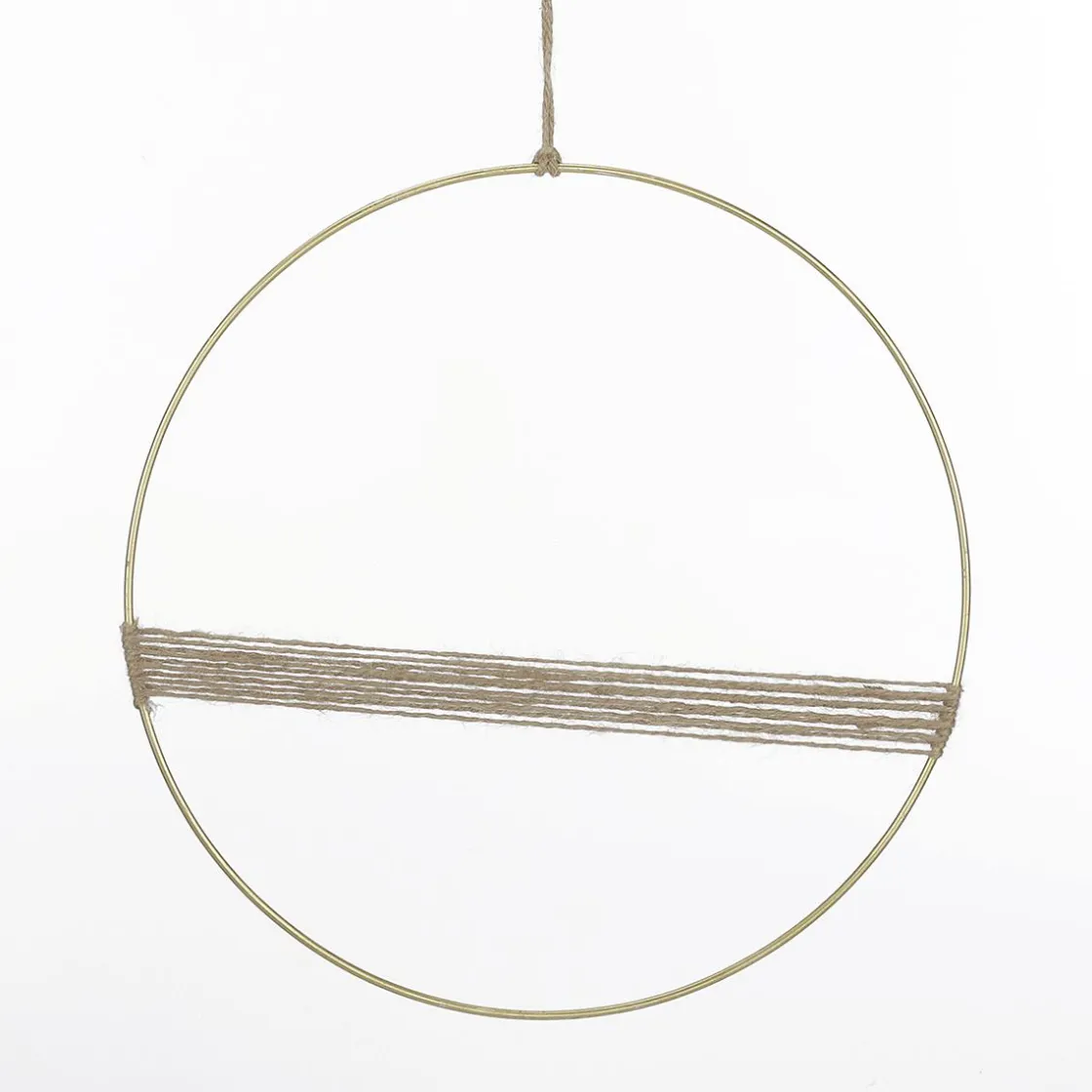 DecoWoerner Ayudas Y Herramientas De Decoración|Macetas Y Artículos De Decoración>Anillo Decorativo De Metal Con Diseño De Cuerda De Yute 35 Cm Ø
