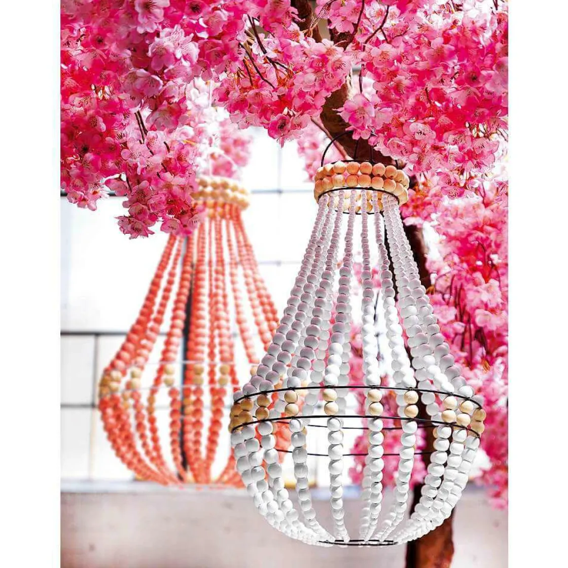 DecoWoerner Decoración Temática|Decoración De Verano>Araña De Luces De Canasto "Shabby Chic"