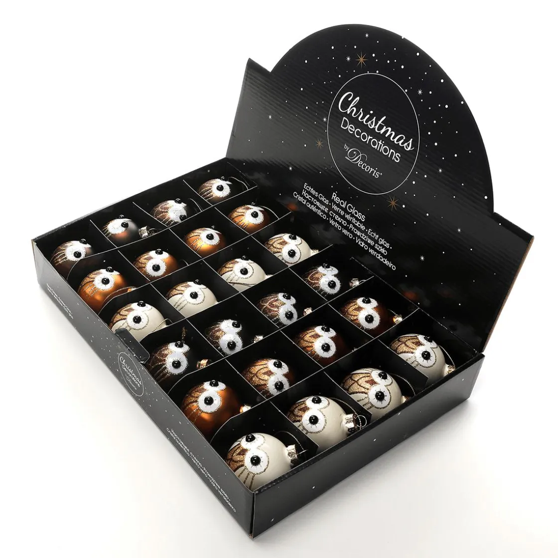 DecoWoerner Bolas De Navidad>Bola De Cristal Para Colgar "Búho" 24 Unidades En Caja