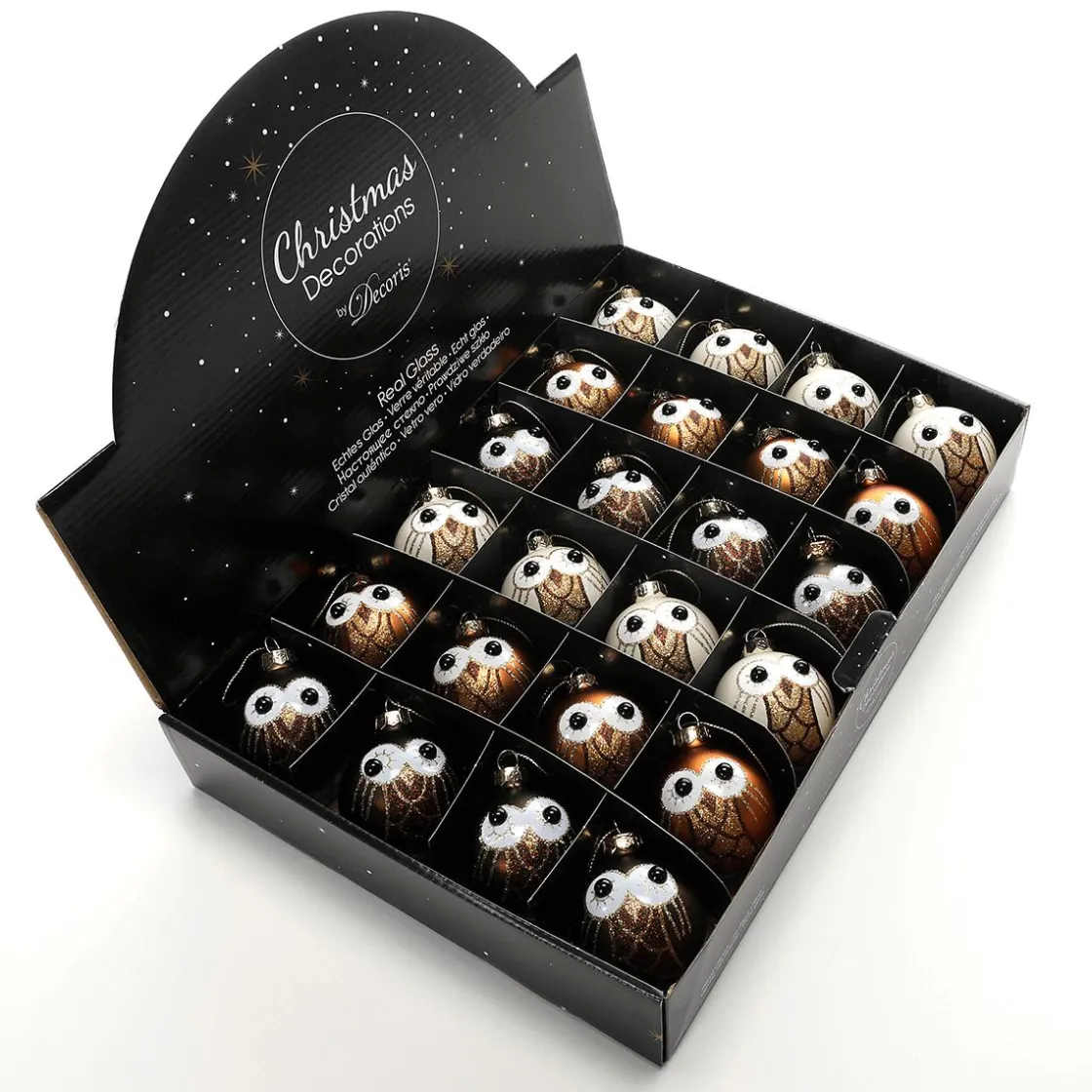 DecoWoerner Bolas De Navidad>Bola De Cristal Para Colgar "Búho" 24 Unidades En Caja