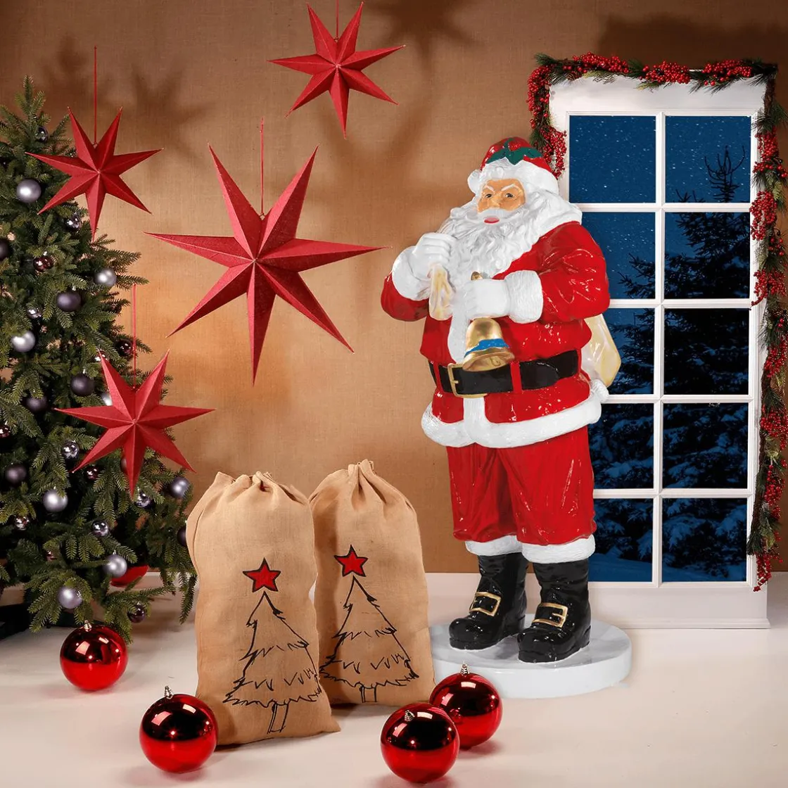 DecoWoerner Bolas De Navidad>Bolas De Navidad Rojas Y Brillantes De Plástico Ignífugo 6 Cm Ø - 24 Piezas