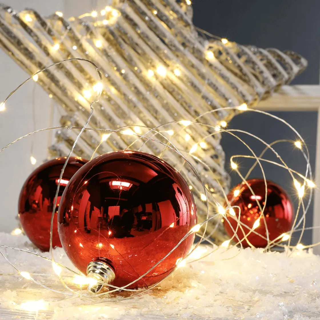 DecoWoerner Bolas De Navidad>Bolas De Navidad Rojas Y Brillantes De Plástico Ignífugo 6 Cm Ø - 24 Piezas