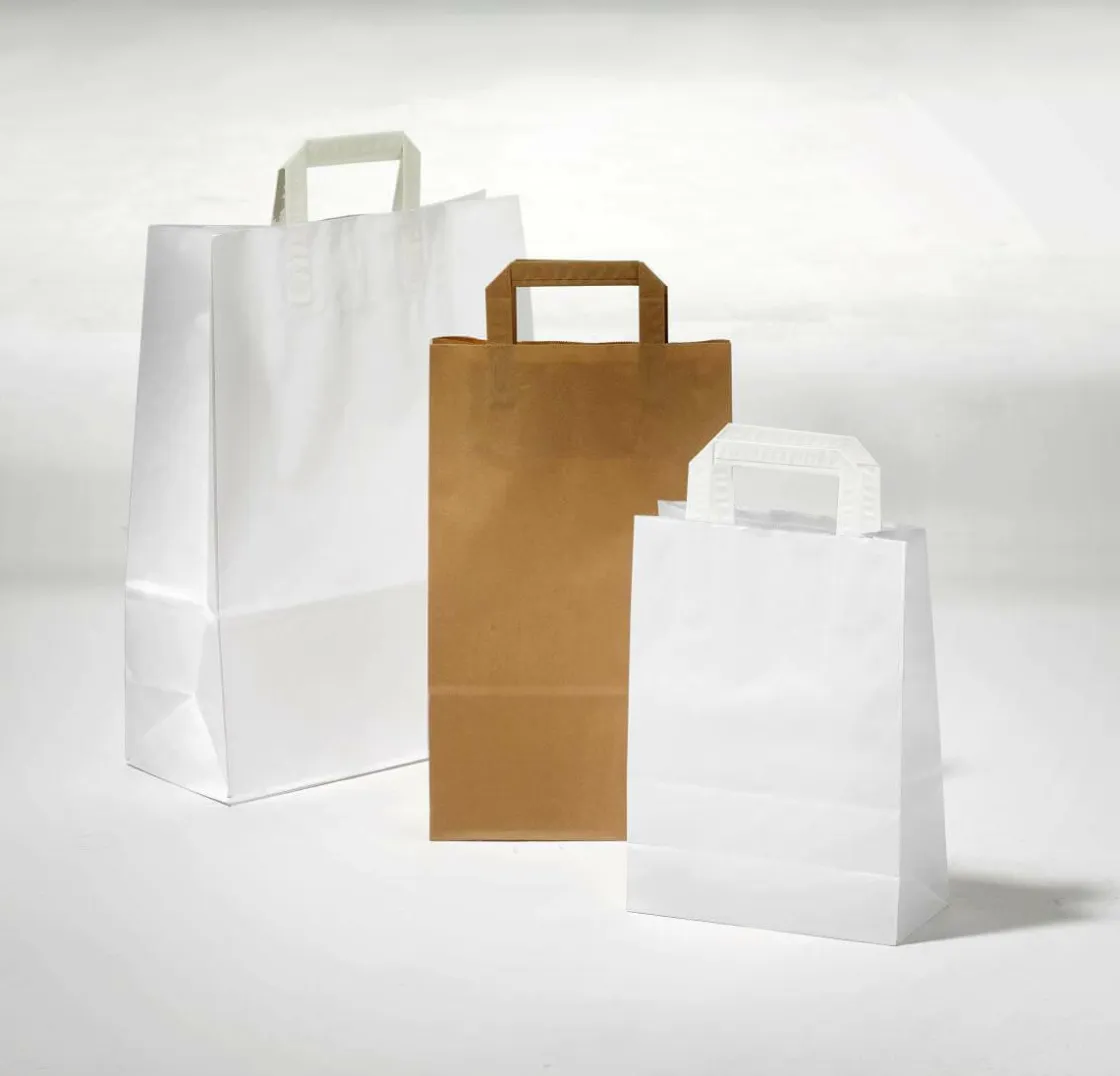 DecoWoerner Bolsas De Regalo Y Bolsas Portátiles>Bolsa De Papel, Blanca, Tamaño 1: 20 X 28 + 10 Cm