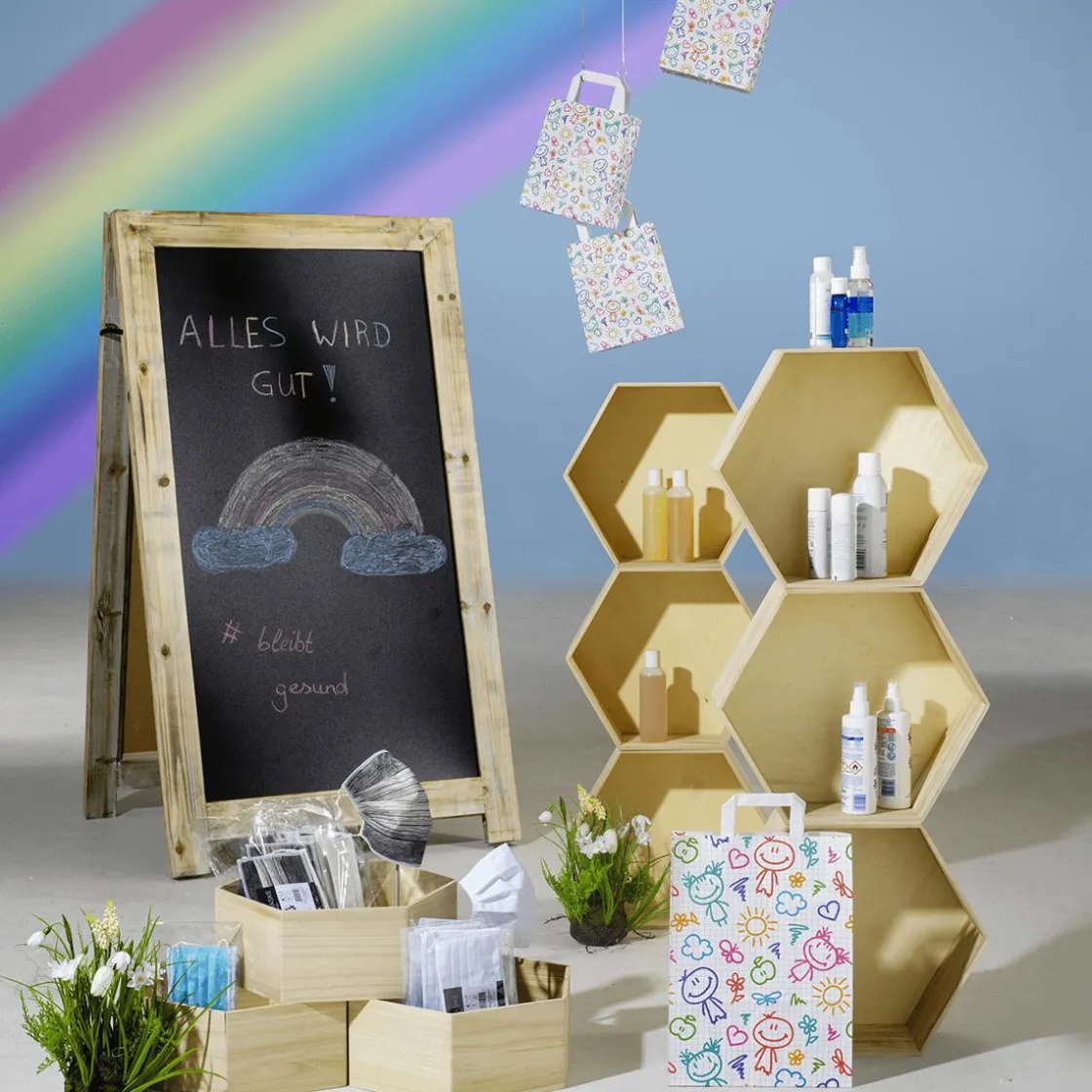 DecoWoerner Bolsas De Regalo Y Bolsas Portátiles|Decoración Temática>Bolsa De Papel "Feliz", 18 X 22 X 8 Cm
