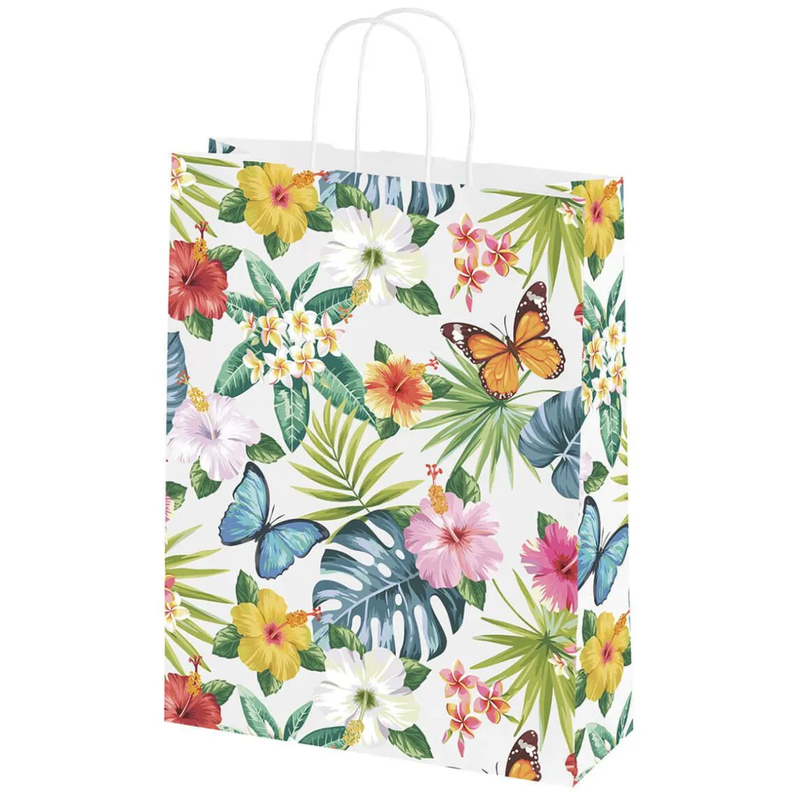 DecoWoerner Bolsas De Regalo Y Bolsas Portátiles>Bolsa De Papel Kraft "Tropical" 28 X 22 X 10 Cm