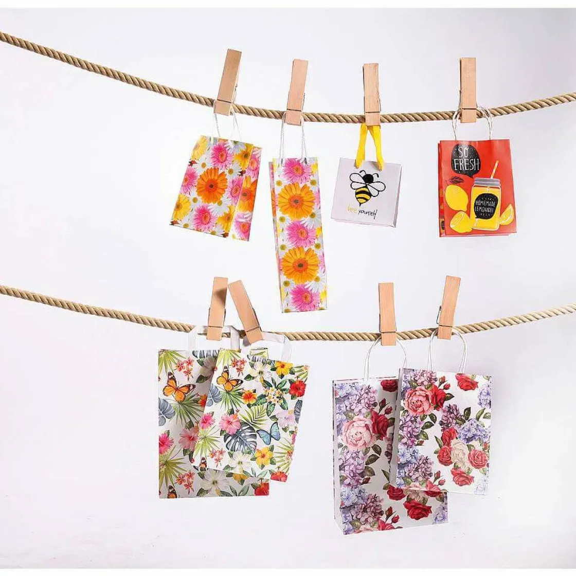 DecoWoerner Bolsas De Regalo Y Bolsas Portátiles>Bolsa De Papel Kraft "Tropical" 28 X 22 X 10 Cm