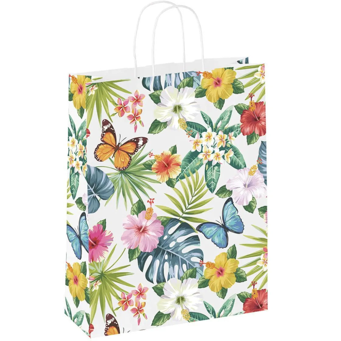 DecoWoerner Bolsas De Regalo Y Bolsas Portátiles>Bolsa De Papel Kraft "Tropical" 28 X 22 X 10 Cm
