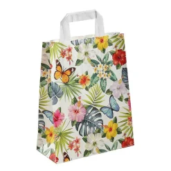 DecoWoerner Bolsas De Regalo Y Bolsas Portátiles>Bolsa De Papel Kraft "Tropical" 35 X 26 X 12 Cm