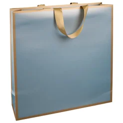 DecoWoerner Bolsas De Regalo Y Bolsas Portátiles>Bolsa De Papel "Metallic" 35 X 35 X 10 Cm Azul Claro Y Dorado 10 Piezas