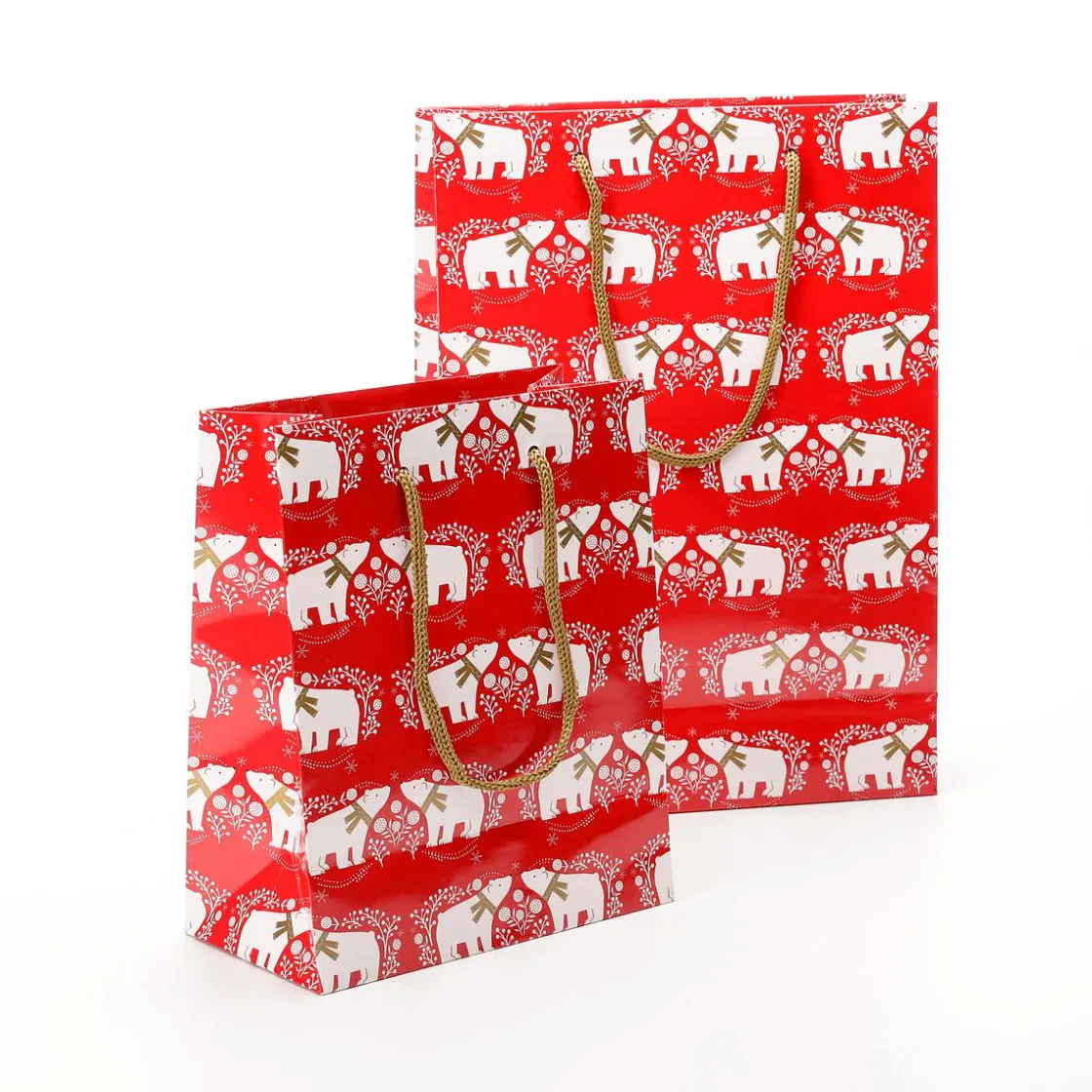 DecoWoerner Bolsas De Regalo Y Bolsas Portátiles>Bolsa De Regalo De Oso Polar Juego De 12 33,5 X 24 X 10 Cm, 150 Gr/m²