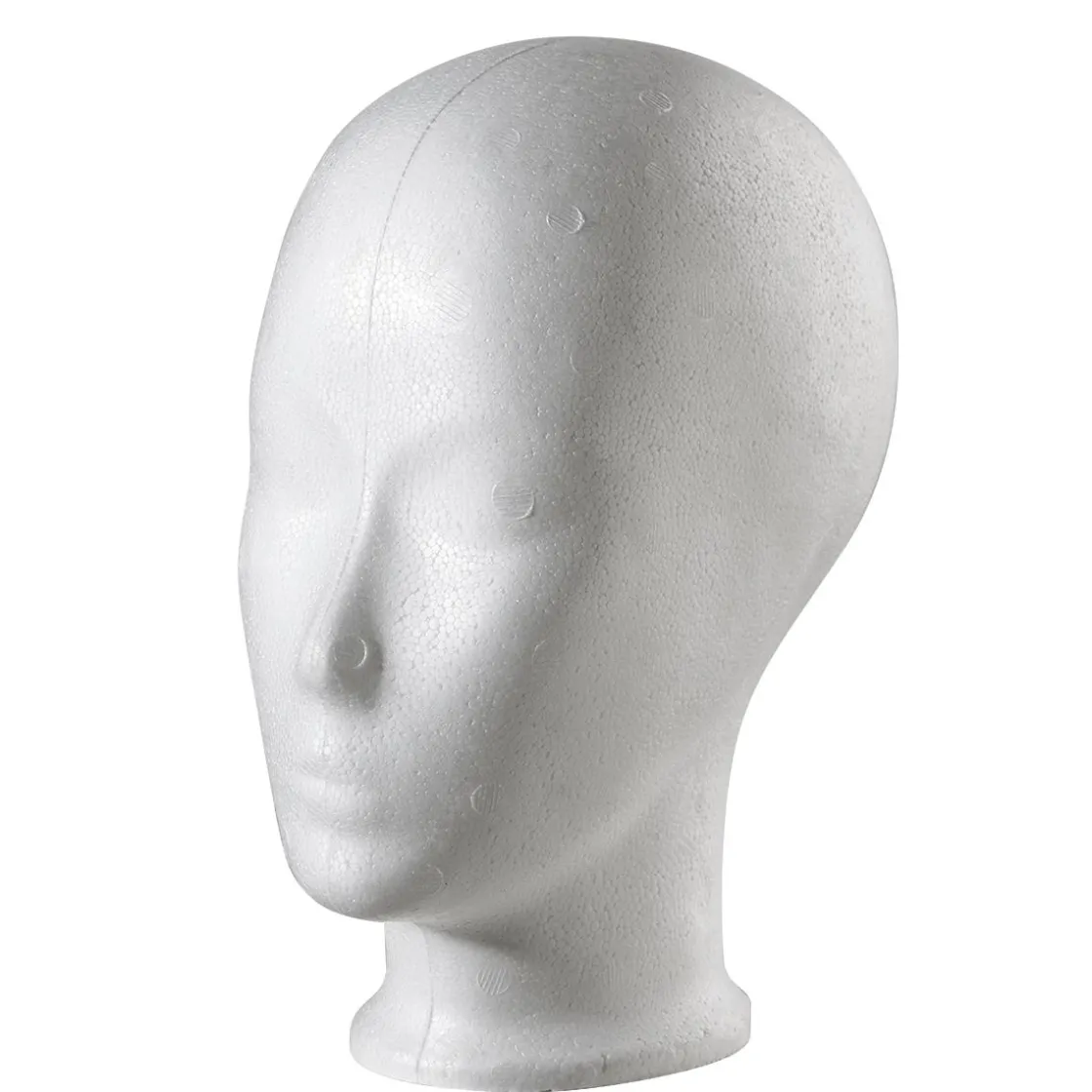 DecoWoerner Expositores Para Tiendas|Maniquíes>Cabeza Decorativa De Espuma De Poliestireno, Altura 24 Cm, Blanca