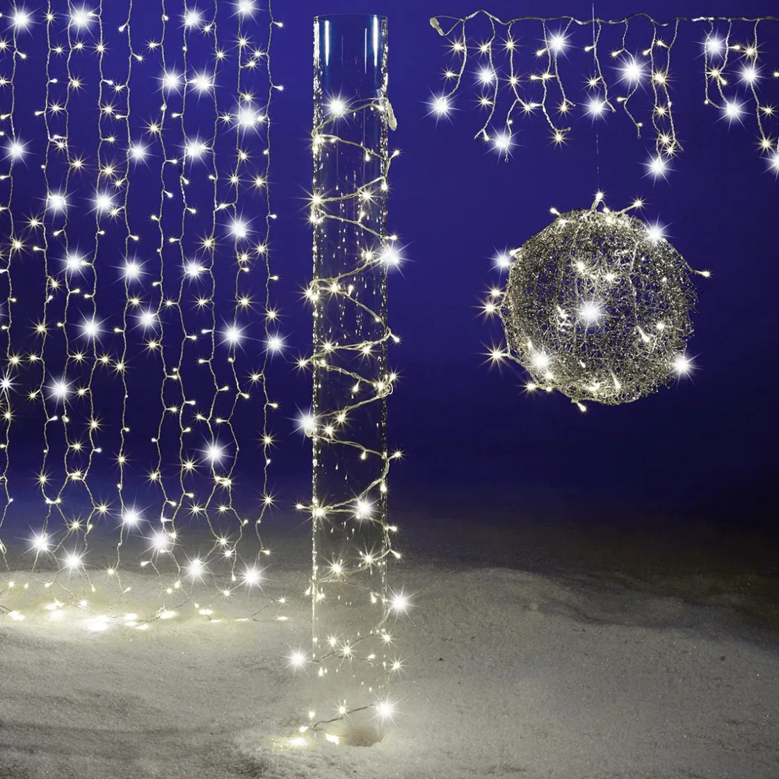 DecoWoerner Luces De Navidad>Cadena De Luces LED Parpadeante Con Tramos Acoplables Para Exteriores, 100 LED Cálido, 10 M