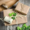 DecoWoerner Go Green - Envoltorio Para Regalo Ecológico>Caja De Regalo Go Green Con Rafia Blanca Y Cinta De Yute
