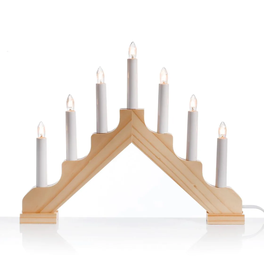 DecoWoerner Luz Decorativa|Figuras De Navidad>Candelabro De Adviento, 7 Llamas De Madera 37 X 4 X 30 Cm (Anchura X Profundidad X Altura)