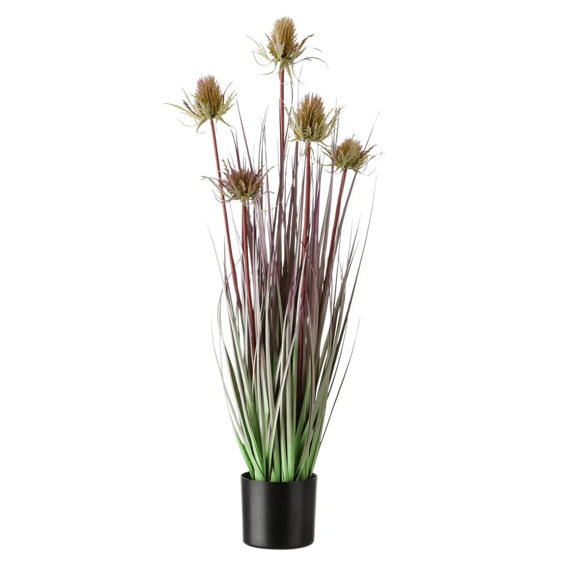 DecoWoerner Hierba Decorativa>Cardo Césped Artificial En Maceta Negra 69 Cm