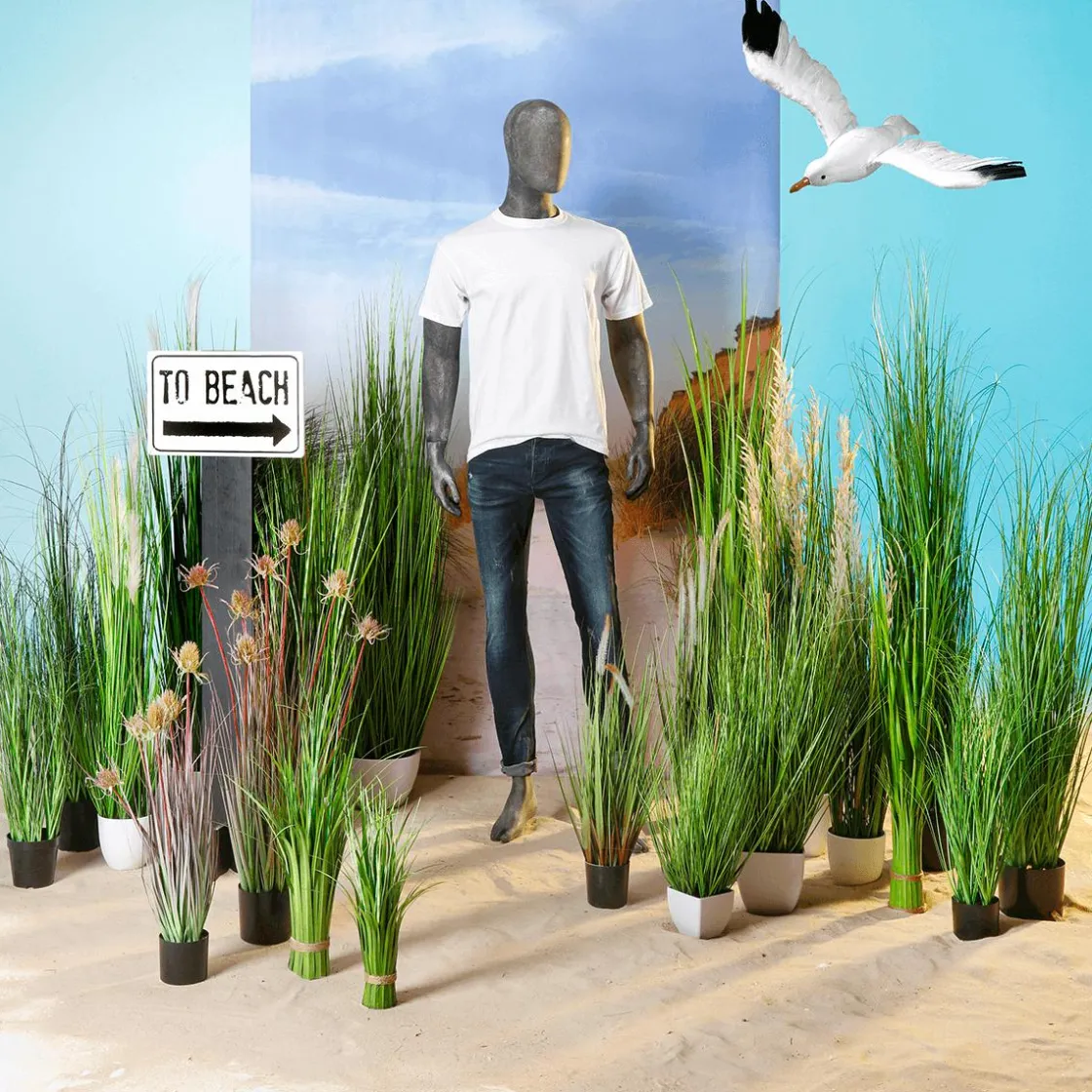 DecoWoerner Hierba Decorativa>Cardo Césped Artificial En Maceta Negra 69 Cm