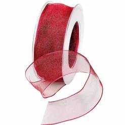 DecoWoerner Cintas De Regalo>Cinta De Chifón Con Alambre, Color Burdeos, Anchura 40 Mm