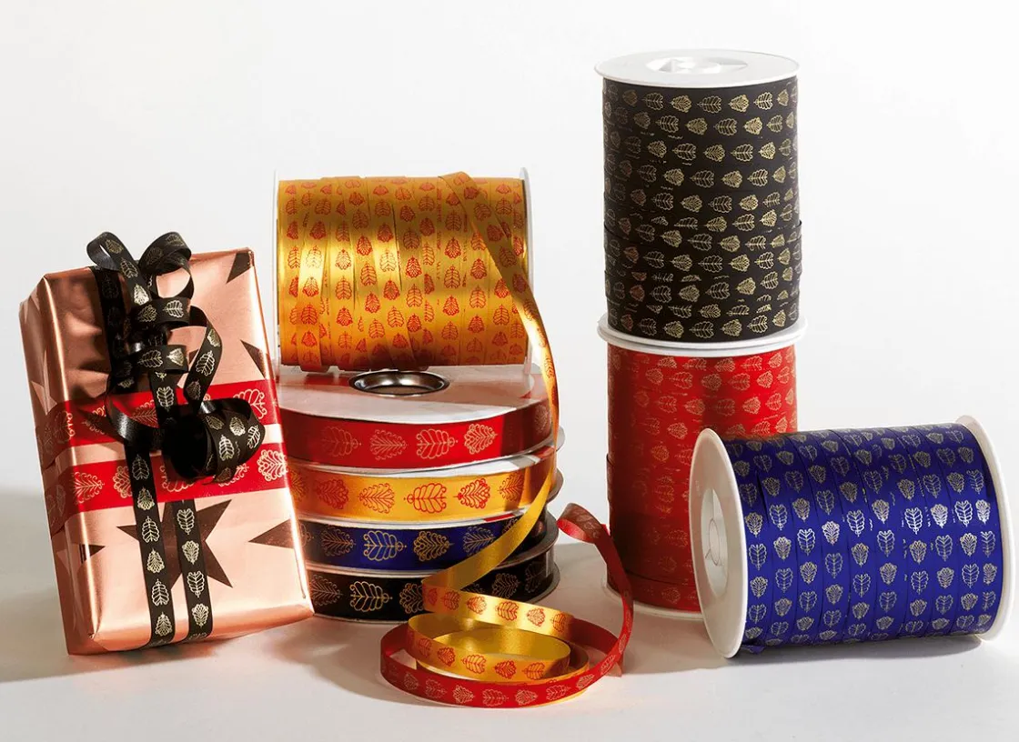 DecoWoerner Cintas De Regalo>Cinta De Poliéster "Ornamento De Hojas", 19 Mm,
