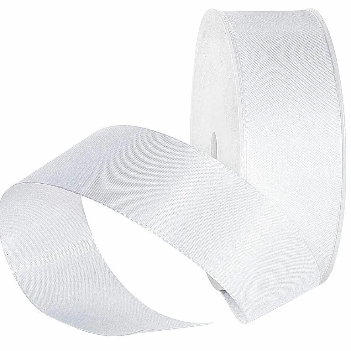 DecoWoerner Cintas De Regalo>Cinta De Tafetán Con Orillo 40 Mm, 50 M, Blanca