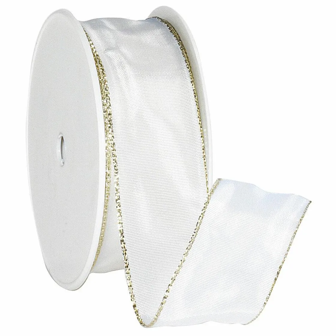 DecoWoerner Cintas De Regalo>Cinta De Tela Con Borde De Alambre, Crema