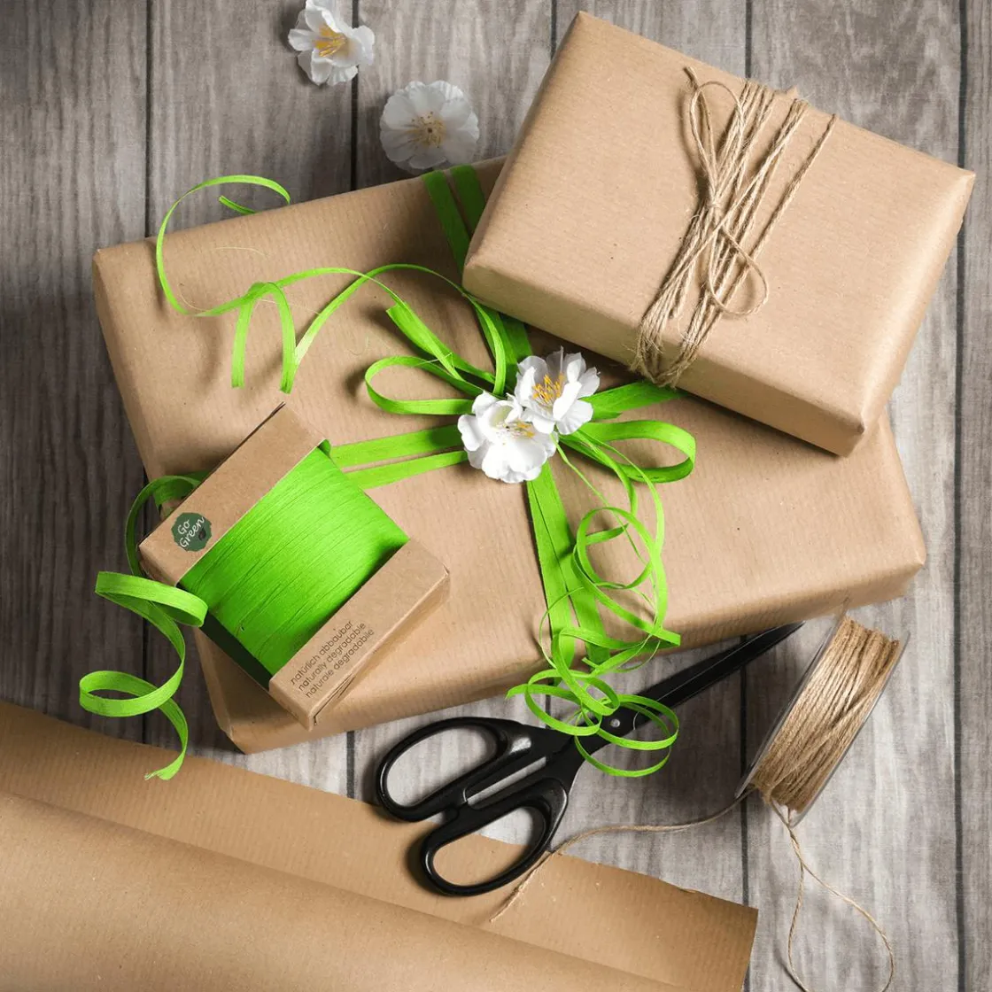 DecoWoerner Cintas De Regalo|Go Green - Envoltorio Para Regalo Ecológico>Cinta Rizadora Ecológica De Material Degradable 10 Mm 100 M De Manzana