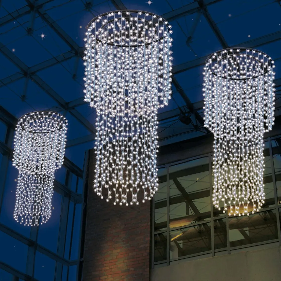 DecoWoerner Luces De Navidad>Colgante De Cadenas De Luces LED, Luz Blanca, 300 Cm, Ø 65 Cm