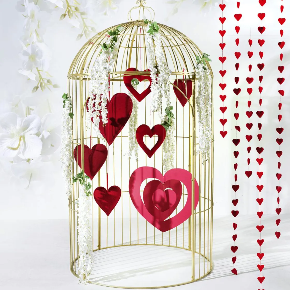 DecoWoerner Decoración Temática>Colgante De Corazones XXL Ø 85 Cm, Poco Inflamable