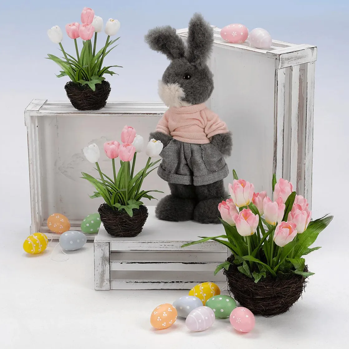 DecoWoerner Decoración De Animales|Decoración De Pascua>Conejo De Pascua De Peluche Deco De 40 Cm De Altura,