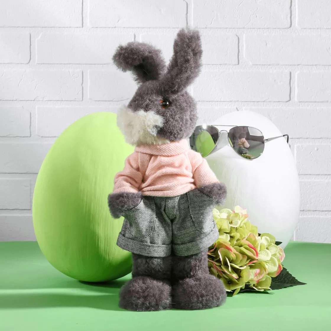 DecoWoerner Decoración De Animales|Decoración De Pascua>Conejo De Pascua De Peluche Deco De 40 Cm De Altura,