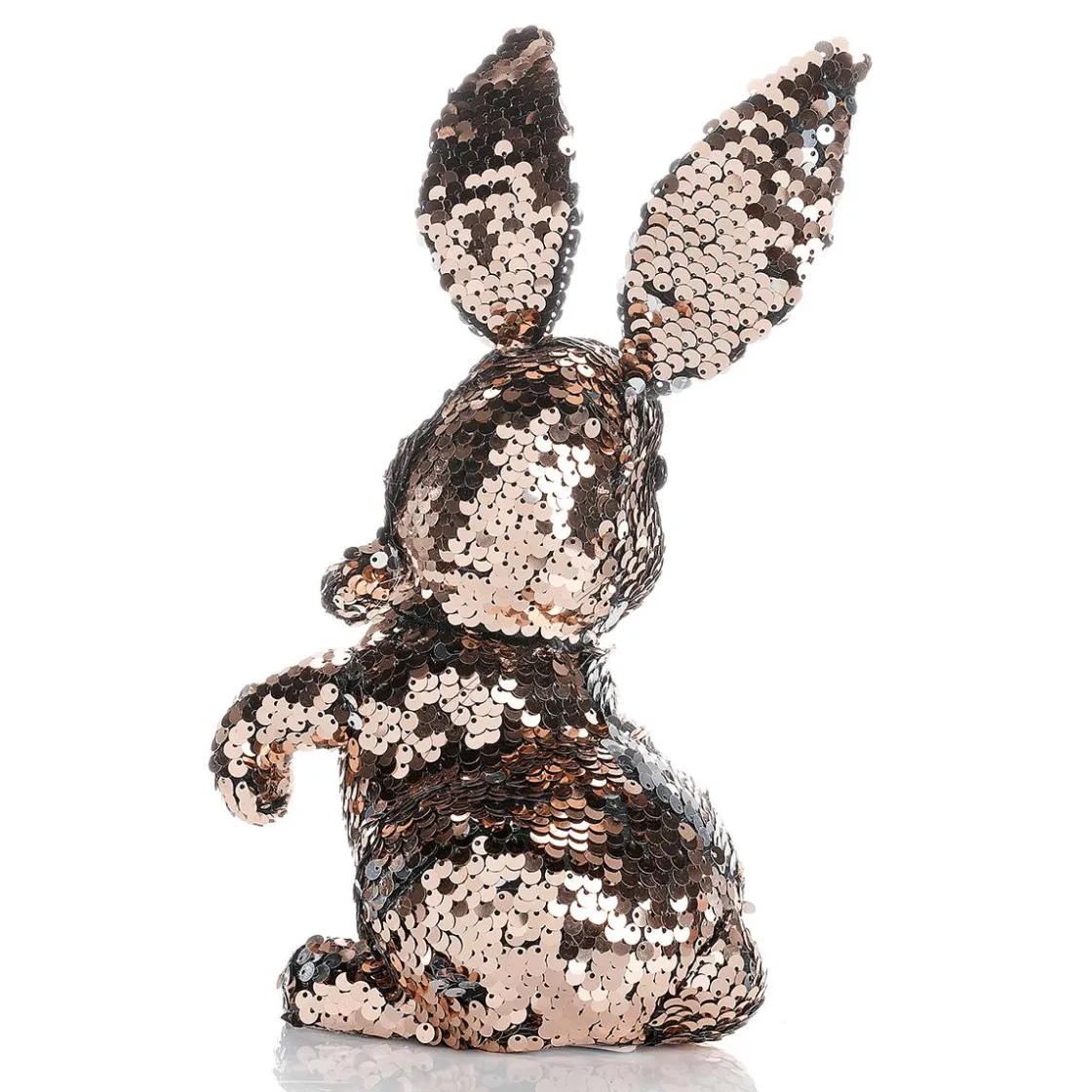 DecoWoerner Decoración De Animales|Decoración De Pascua>Conejo De Pascua Decorativo Con Lentejuelas Reversibles Cobre Y , 21 Cm