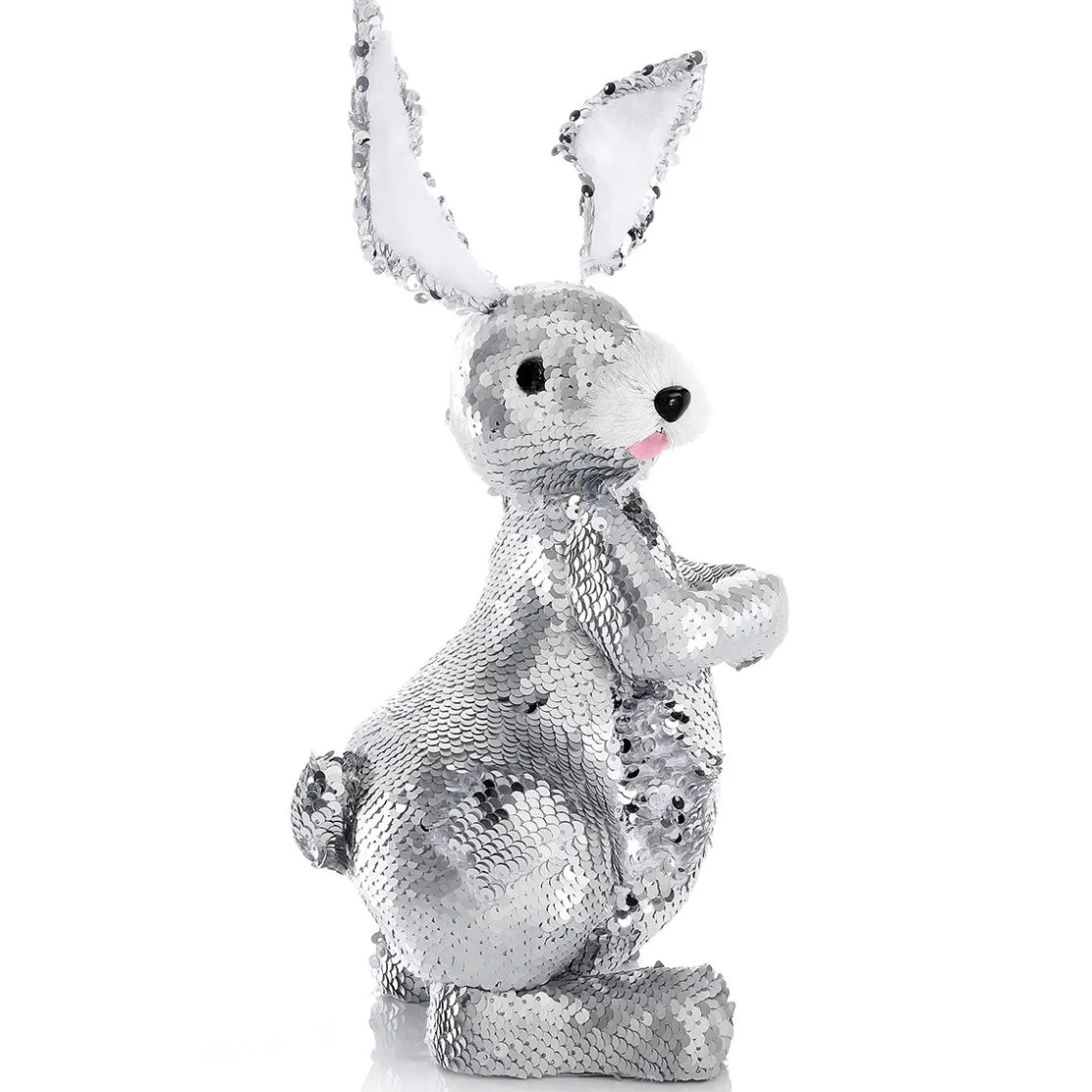 DecoWoerner Decoración De Animales|Decoración De Pascua>Conejo De Pascua Decorativo Con Lentejuelas Reversibles , 35 Cm