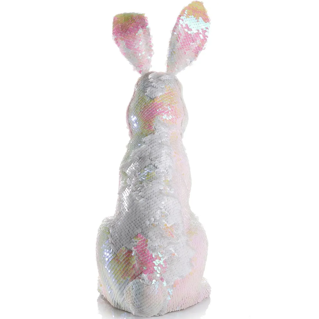 DecoWoerner Decoración De Animales|Decoración De Pascua>Conejo De Pascua Decorativo Con Lentejuelas Reversibles Iridiscente 42 Cm