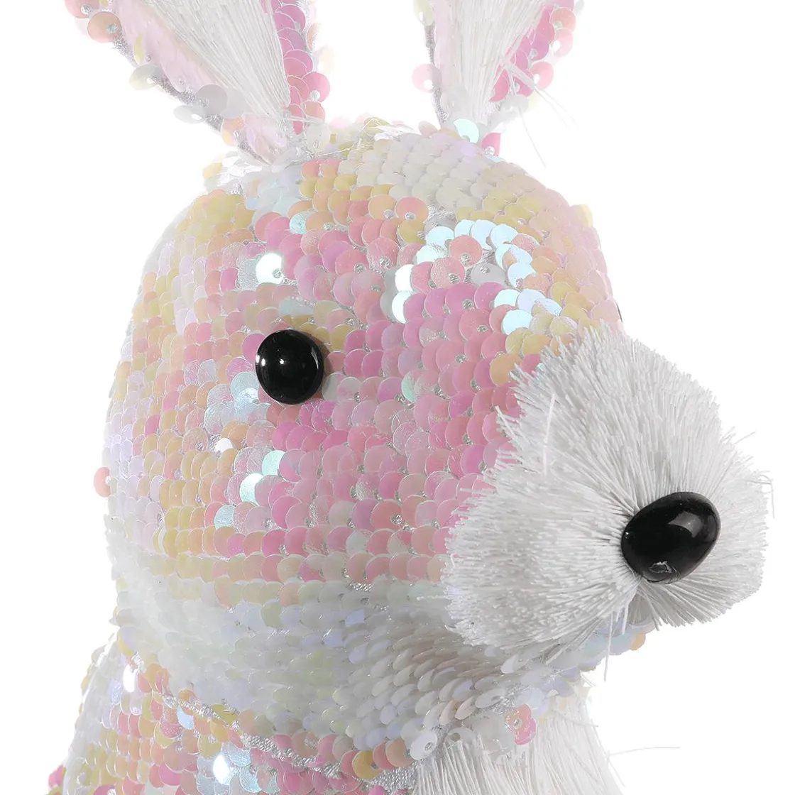 DecoWoerner Decoración De Animales|Decoración De Pascua>Conejo De Pascua Decorativo Con Lentejuelas Reversibles Iridiscente 42 Cm