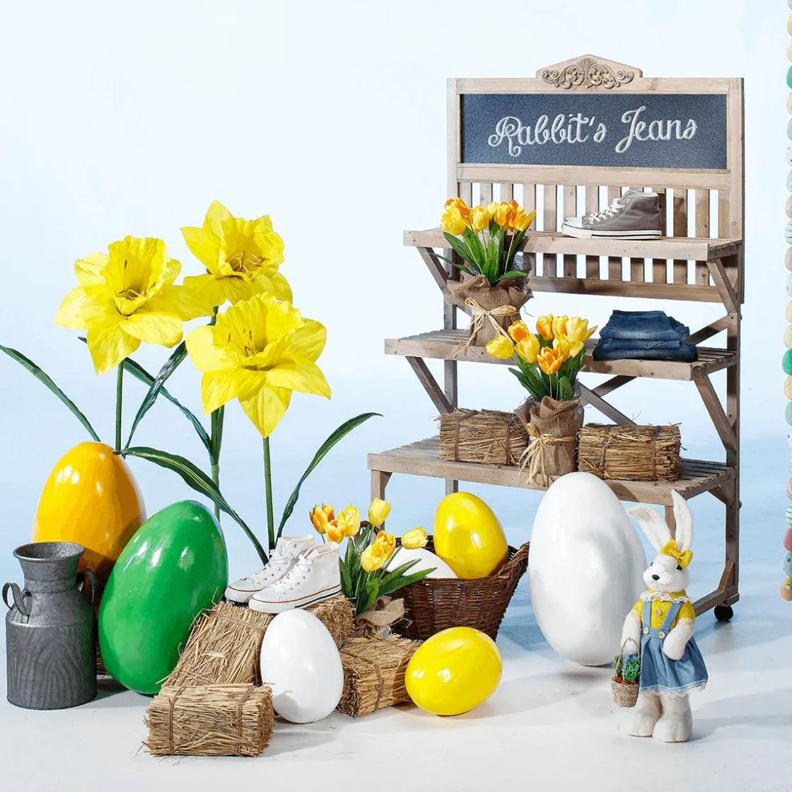 DecoWoerner Decoración De Animales|Decoración De Pascua>Conejo De Pascua Decorativo De 57 Cm De Altura, , Con Cesta