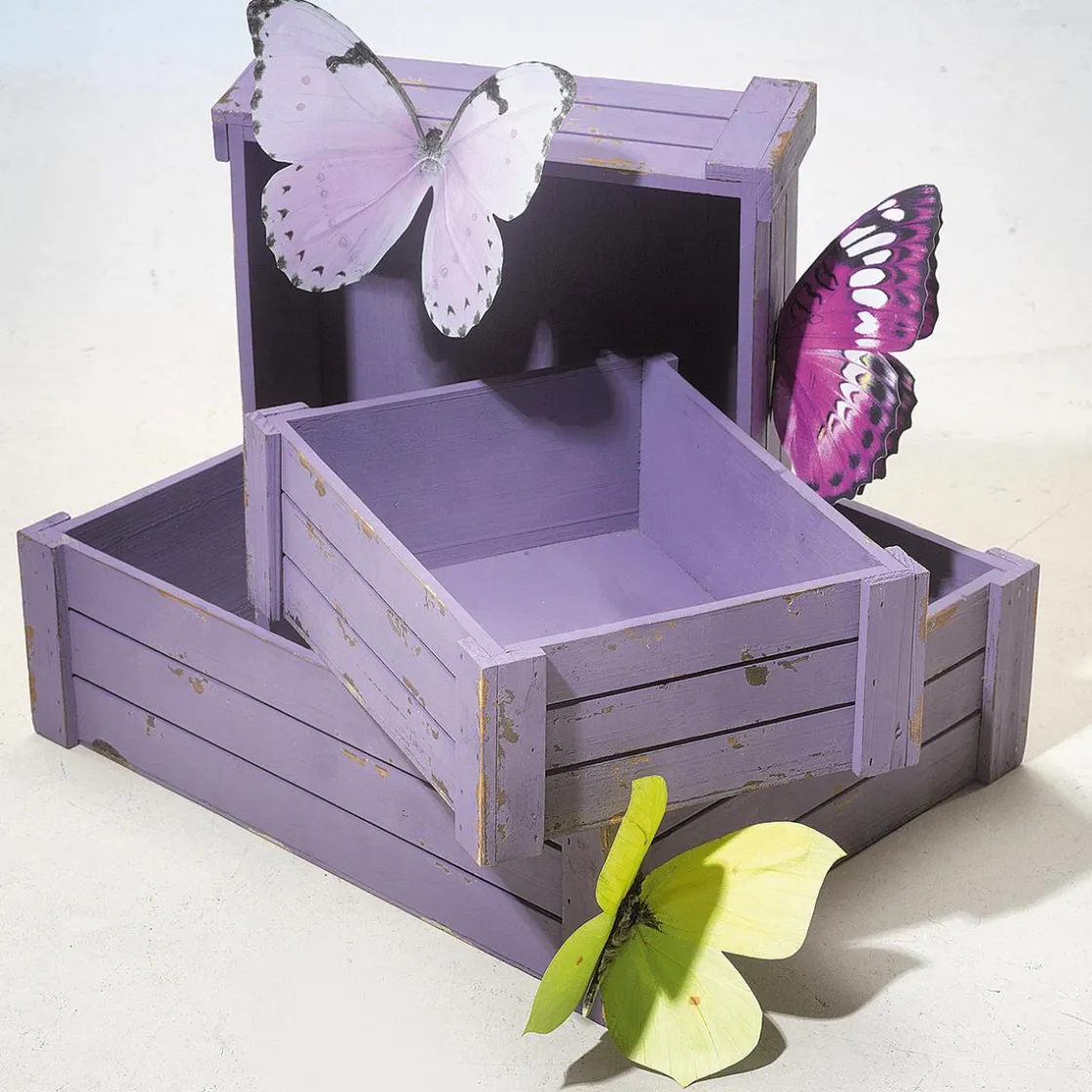 DecoWoerner Expositores Para Tiendas|Macetas Y Artículos De Decoración>Conjunto De Cajas De Madera, Lila