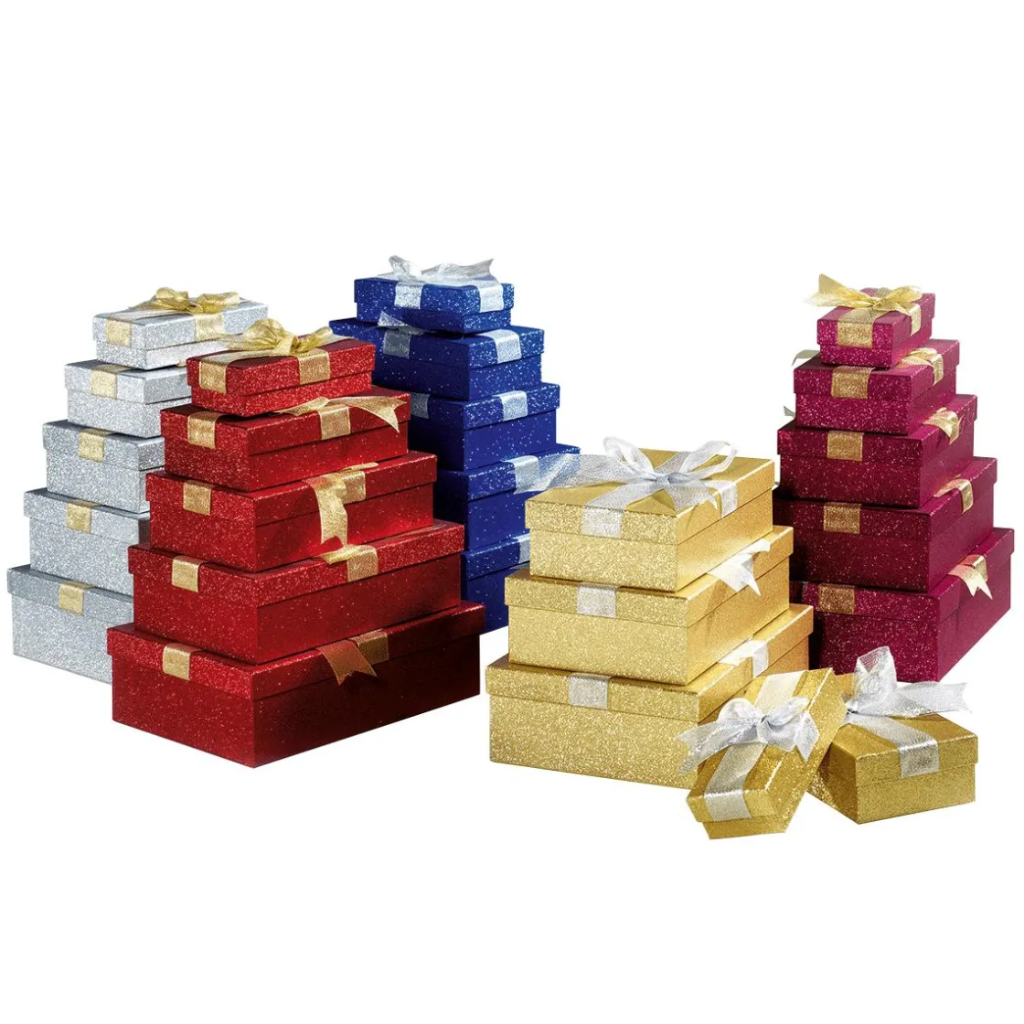 DecoWoerner Cajas De Regalo>Conjunto De Cajas De Regalo Rojas, 5 Piezas