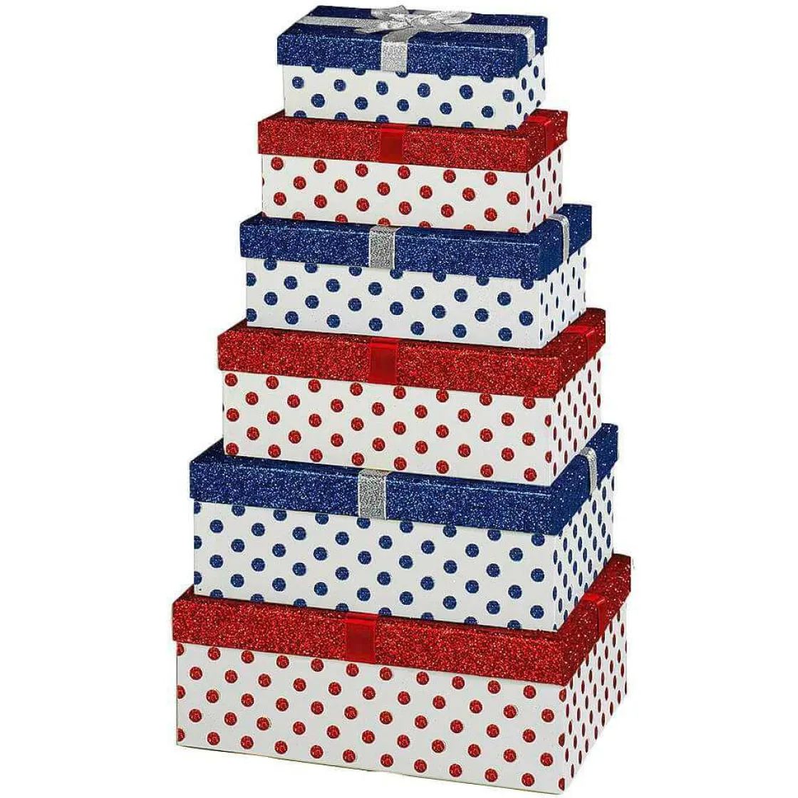 DecoWoerner Cajas De Regalo>Conjunto De Cajas De Regalo Blanco/rojo/azul, 6 Piezas