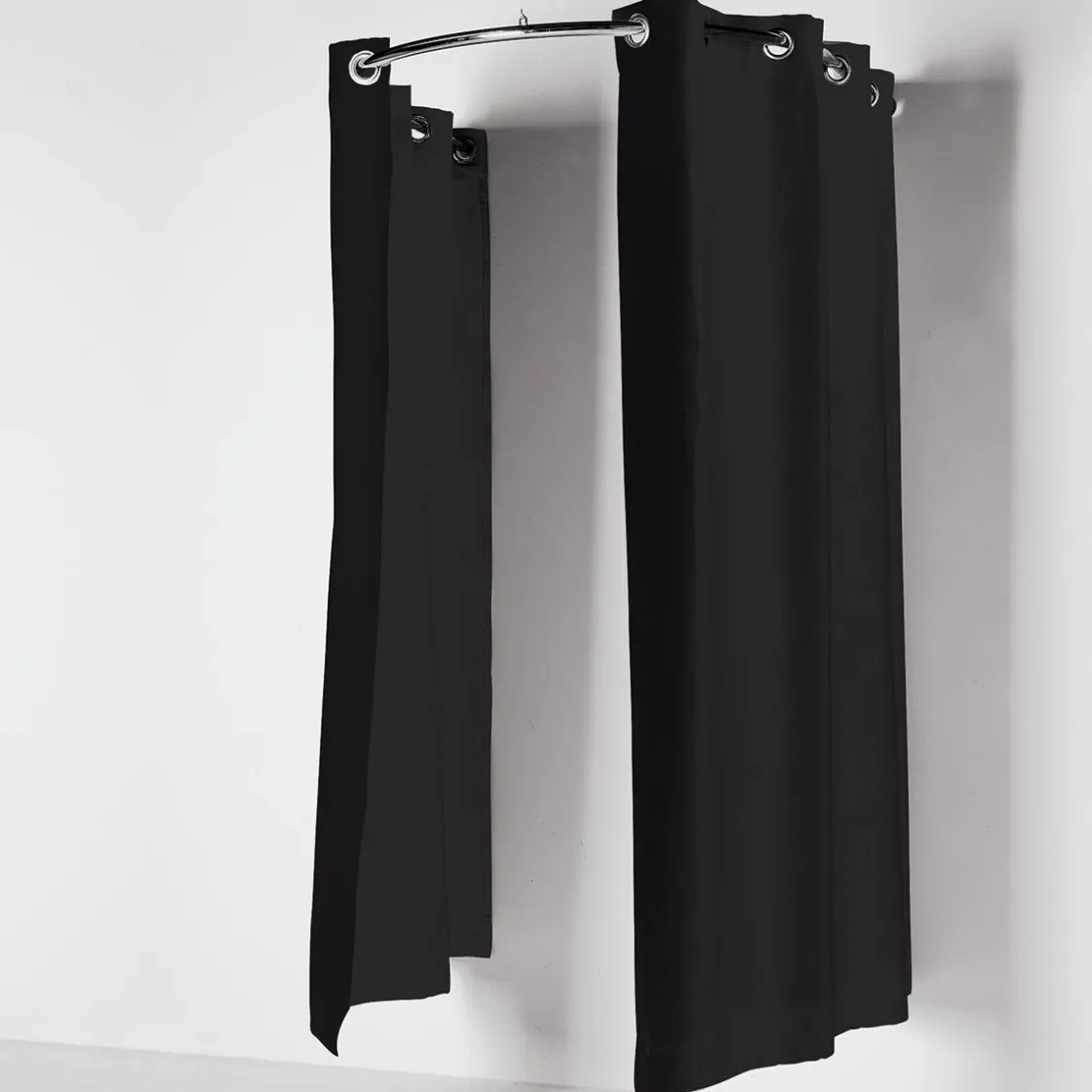 DecoWoerner Probadores Y Cortinas>Cortina De Cubículo Semicircular, 200 Cm De Largo, Negra