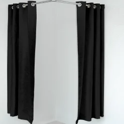 DecoWoerner Probadores Y Cortinas>Cortina De Esquina Para Cubículos, 200 Cm De Largo, Negra