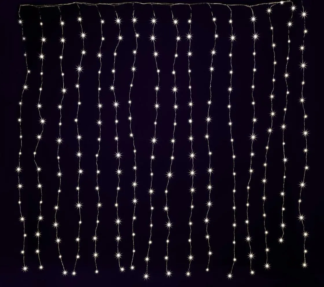 DecoWoerner Luces De Navidad>Cortina De Luces LED Con Alambre Para Exteriores, 384 LED, 240 X 160 Cm