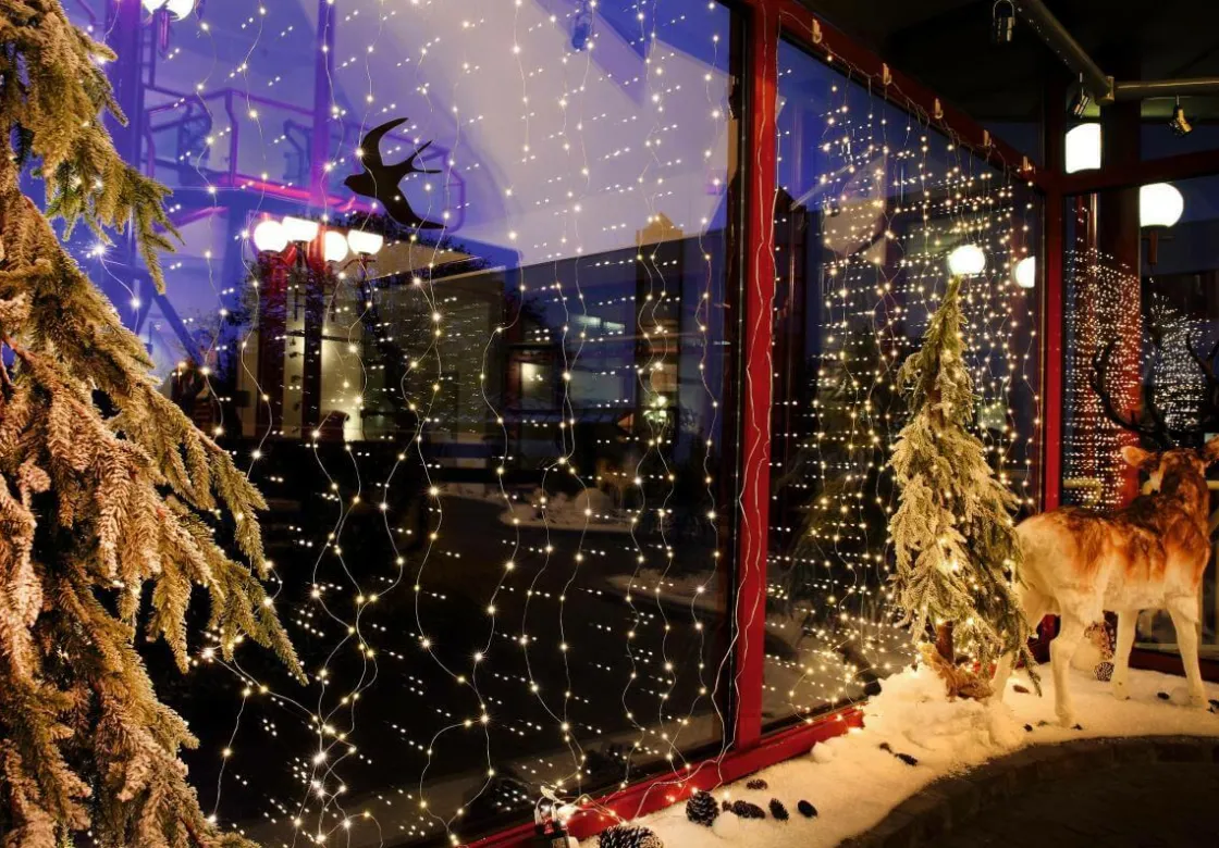DecoWoerner Luces De Navidad>Cortina De Luces LED Con Alambre Para Exteriores, 384 LED, 240 X 160 Cm