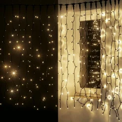 DecoWoerner Luces De Navidad>Cortina De Luz 200 X 80 Cm 160 LED IP44, Negra