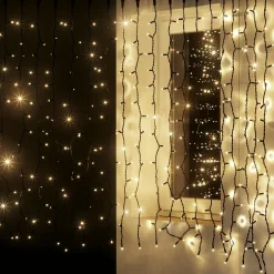 DecoWoerner Luces De Navidad>Cortina De Luz Negra 200 X 150 Cm, 300 LED Blanco Cálido, IP44