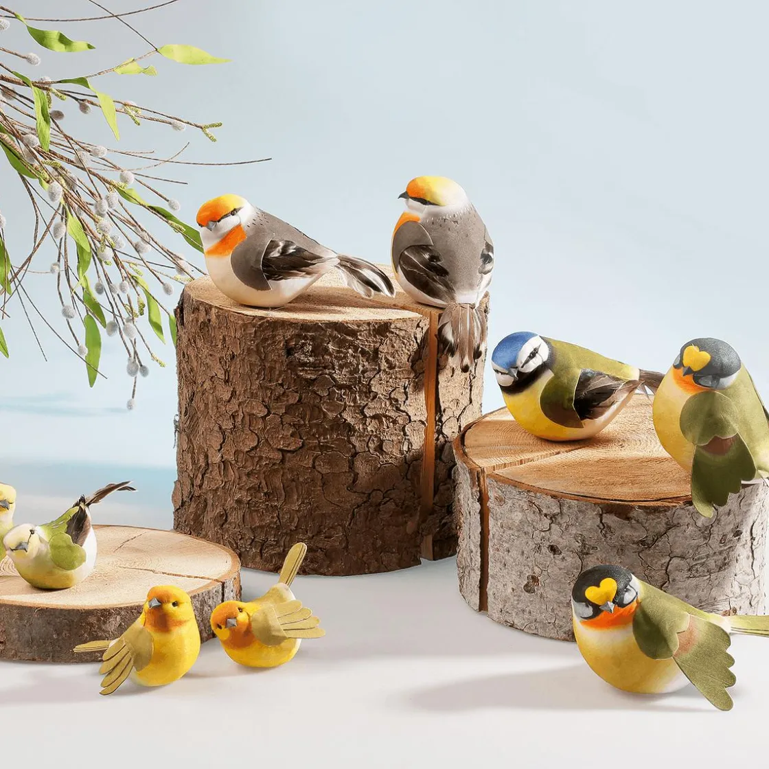 DecoWoerner Decoración De Animales|Decoración De Primavera>Decoración Pájaro Verde Amarillo 19 Cm