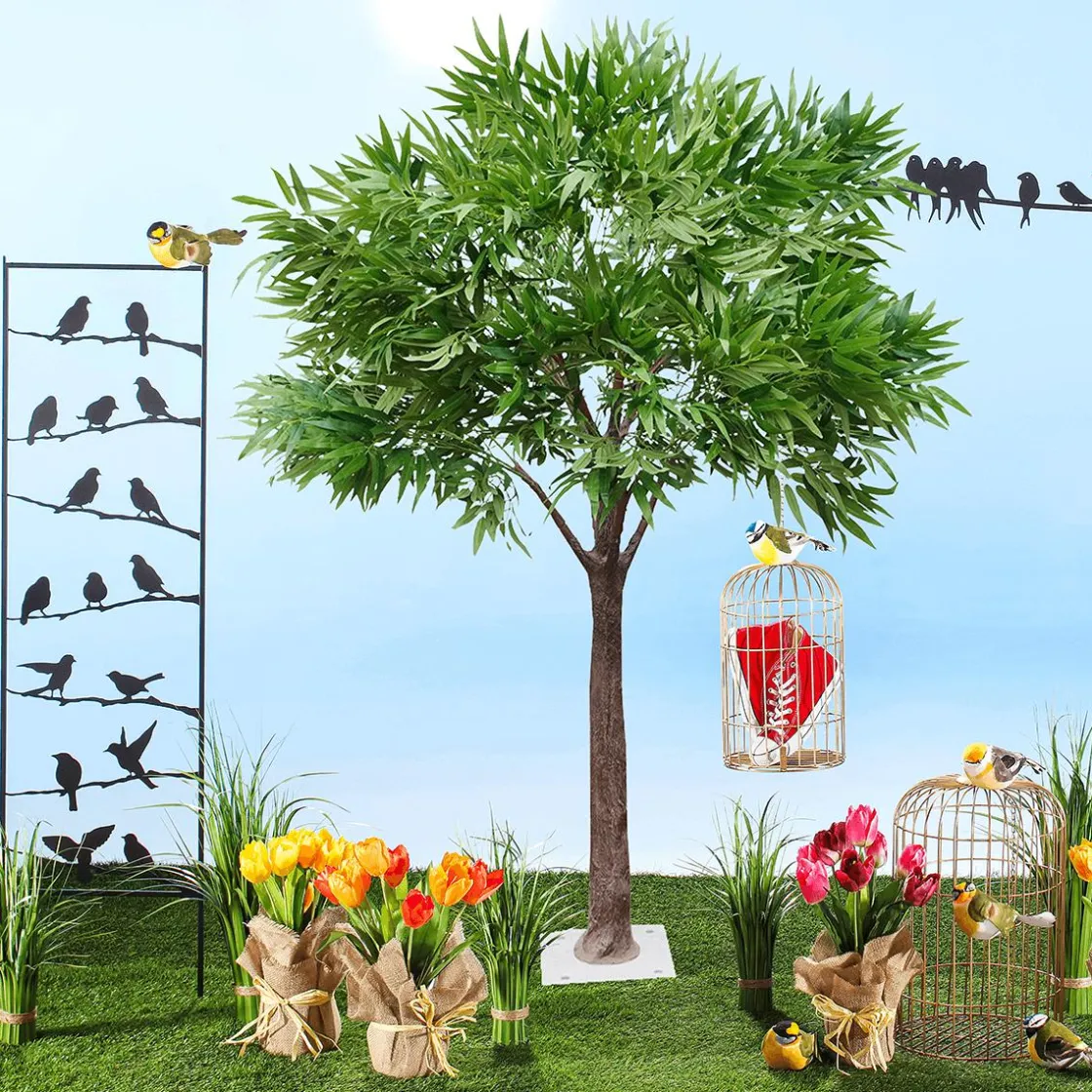 DecoWoerner Decoración De Animales|Decoración De Primavera>Decoración Pájaro Gris Naranja 19 Cm